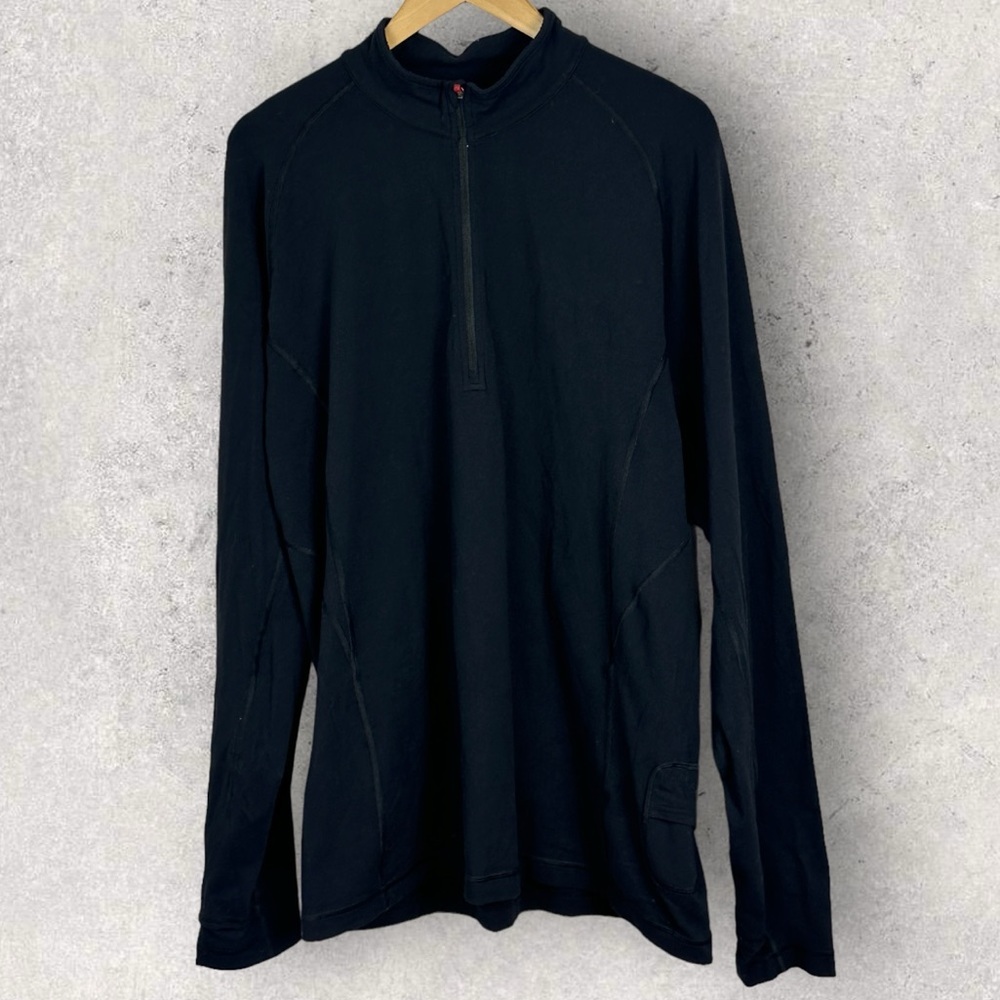 Lululemon Mens Black Half Zip Pullover Sweater Activewear Sweater‎ Thumbholes XL